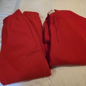 Comfrt Travel Mode Red Hoodie and Travel Mode Sweatpants Set